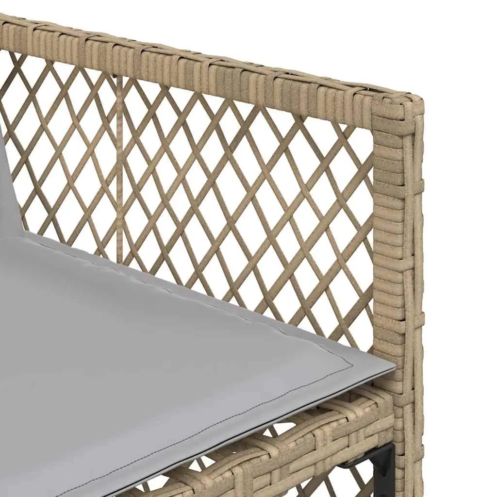 Garden Dining Set 13 Piece Outdoor Furniture Table Chairs Cushions Beige Rattan