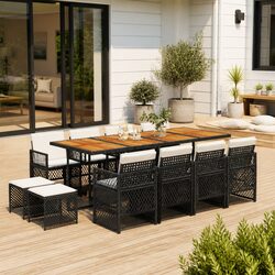 Specifications of 13 Piece Garden Dining Set - Black Rattan