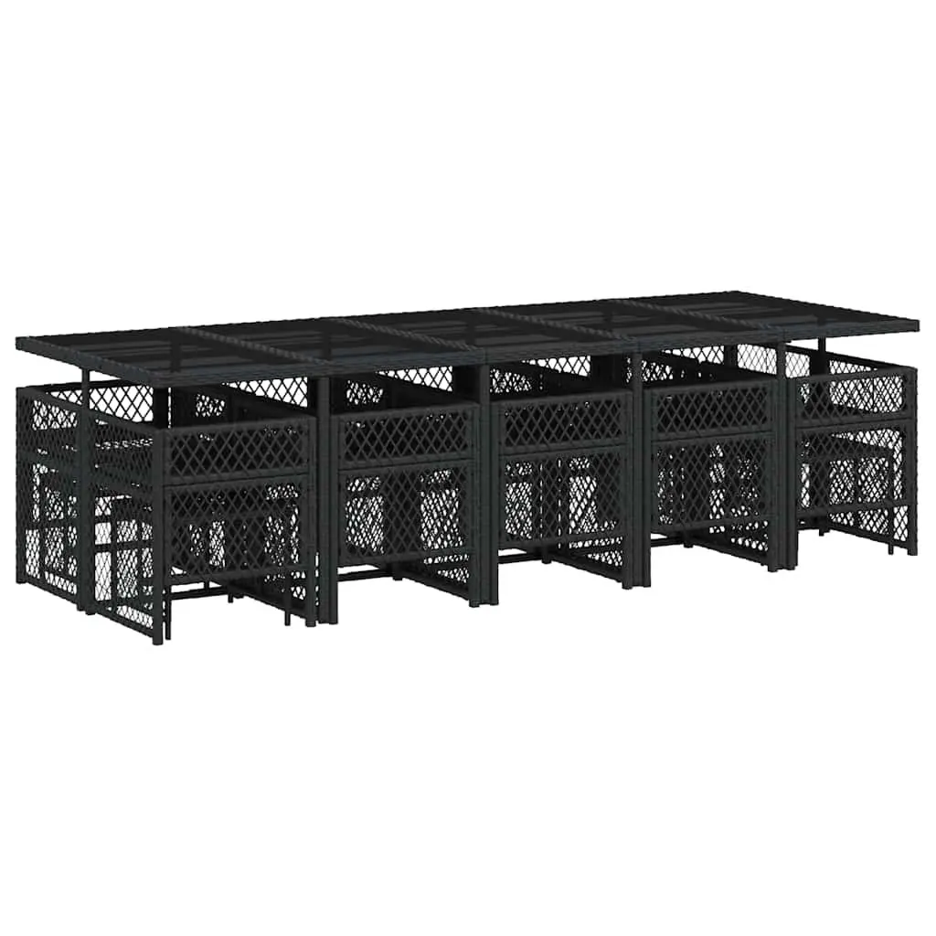 Garden Dining Set Outdoor Patio Furniture 15 Piece Black Rattan