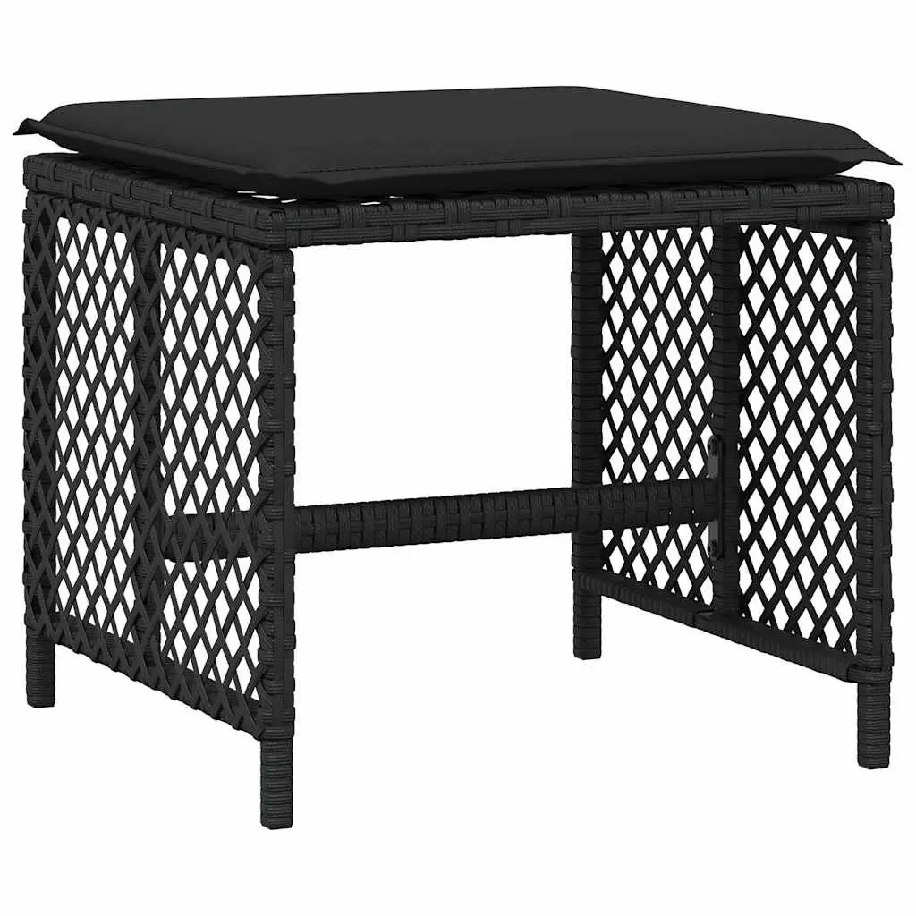 Garden Dining Set Outdoor Use 15 Piece Black Poly Rattan Chairs