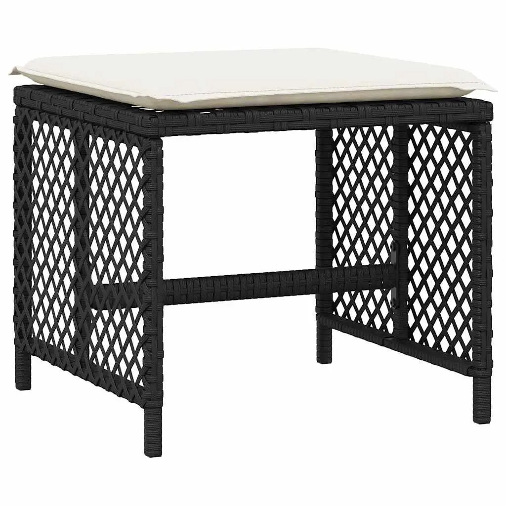 Garden Dining Set Outdoor Furniture 17 Piece Black Poly Rattan with Cushions