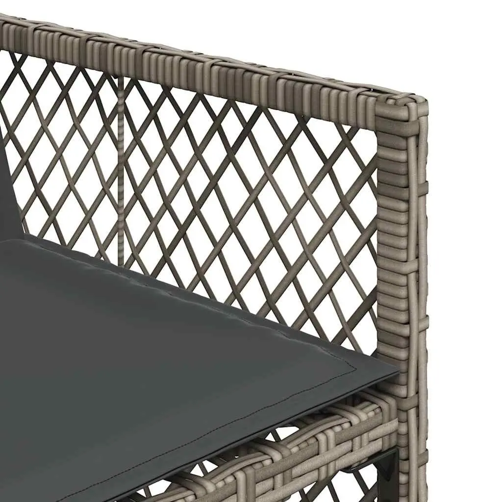Garden Dining Set Outdoor Furniture 17 Piece Grey Poly Rattan with Cushions