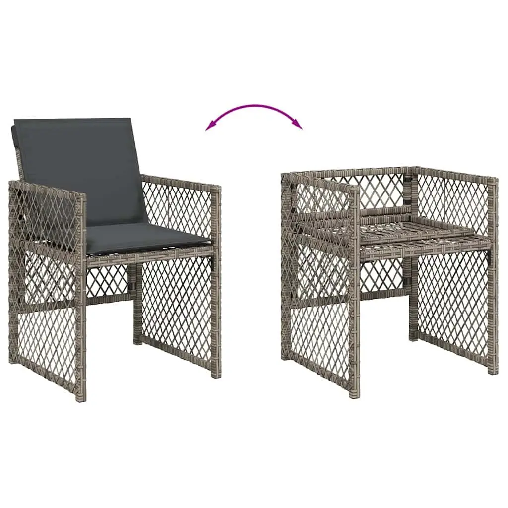 Garden Dining Set Outdoor Furniture 17 Piece Grey Poly Rattan with Cushions
