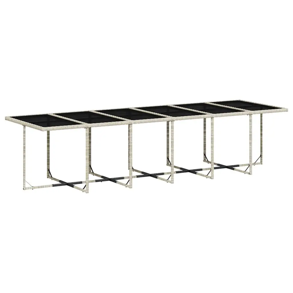 Garden Dining Set 17 Piece Outdoor Furniture Grey Poly Rattan Glass Table
