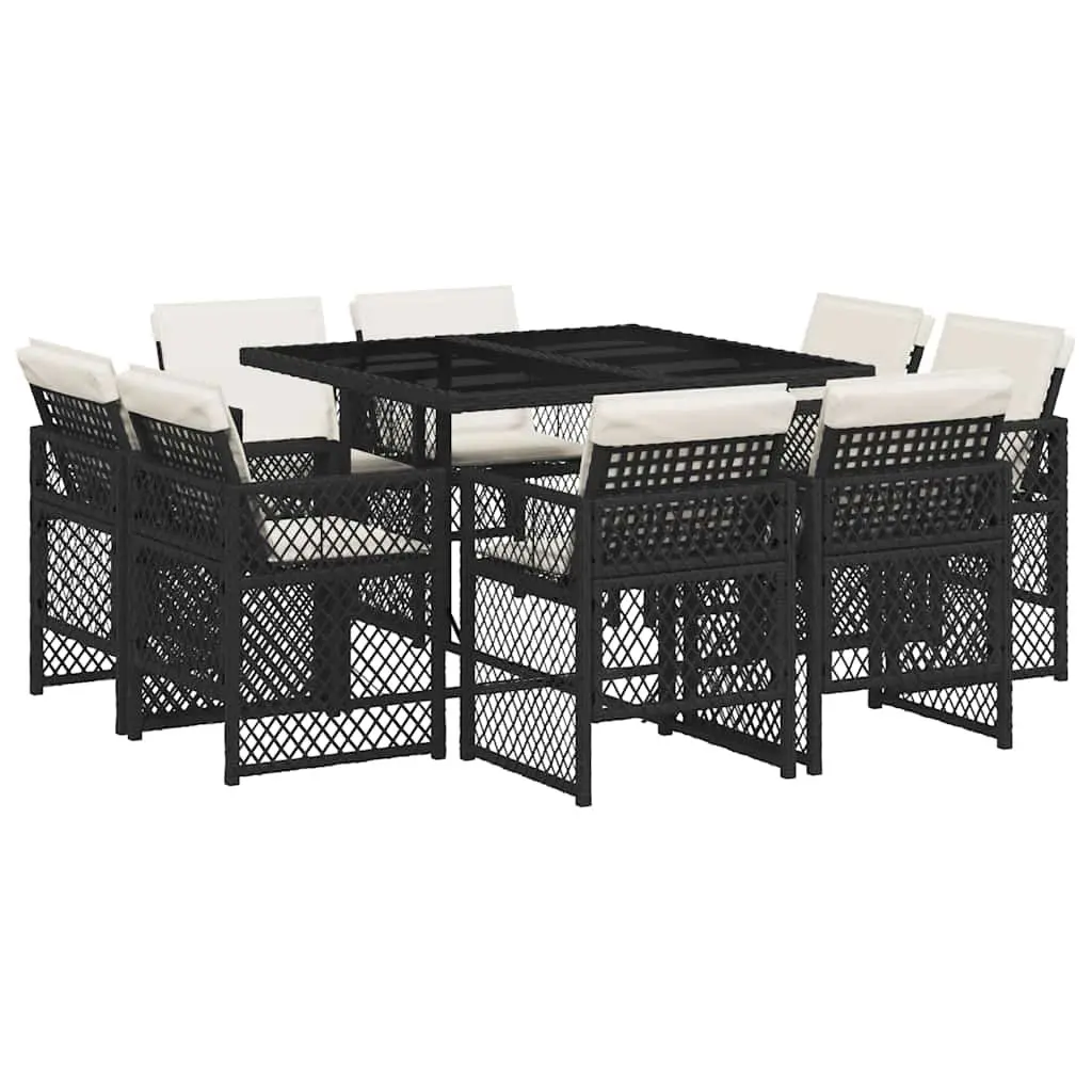Outdoor Dining Set 9 Piece Black Garden Furniture for Patio and Backyard