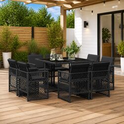 Specifications of 9 Piece Outdoor Dining Set with Black Rattan