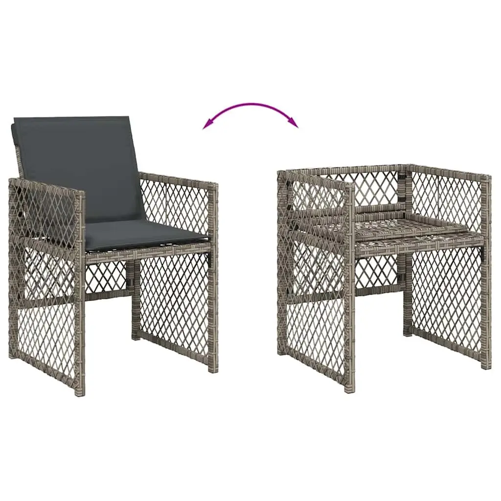Outdoor Dining Set 9 Piece Grey Poly Rattan Patio Furniture Table Chairs