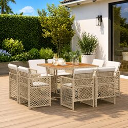 Specifications of 9-Piece Beige Garden Dining Set