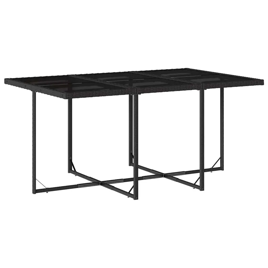 Black Poly Rattan Garden Dining Set 11 Piece Outdoor Patio Furniture with