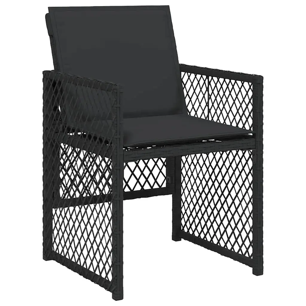 Black Poly Rattan Garden Dining Set 11 Piece Outdoor Patio Furniture with