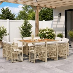 Specifications of 11-Piece Outdoor Dining Set: Poly Rattan Chairs