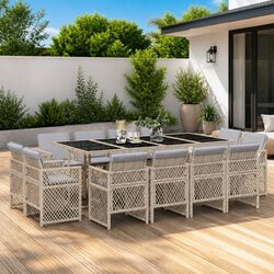 Specifications of 13 Piece Beige Outdoor Dining Set with Cushions