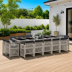 15-Piece Grey Poly Rattan Outdoor Dining Set Specifications