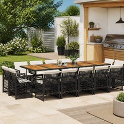 Detailed Specs of 15-Piece Garden Dining Set in Black