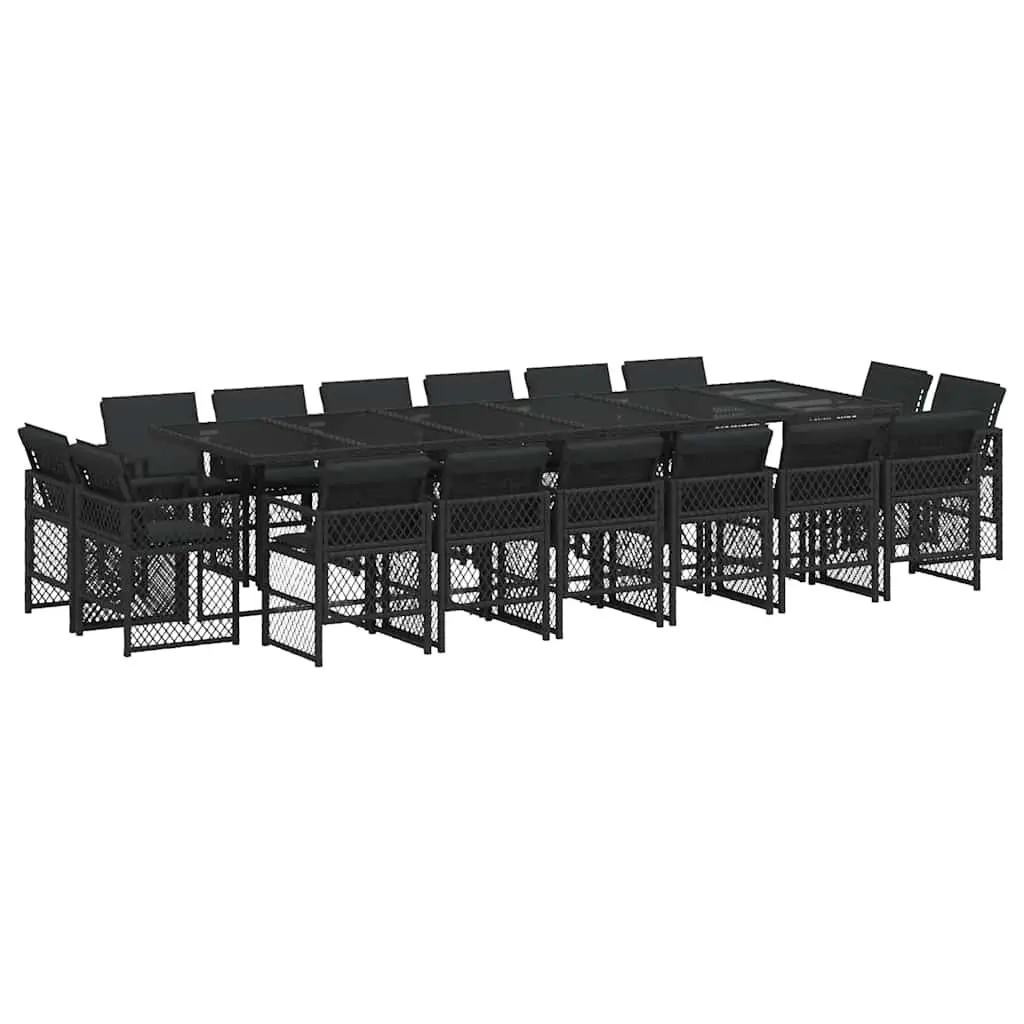 17 Piece Outdoor Dining Set Garden Furniture Black Cushions Patio Table