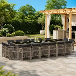 Specifications of 17-Piece Grey Rattan Outdoor Dining Set