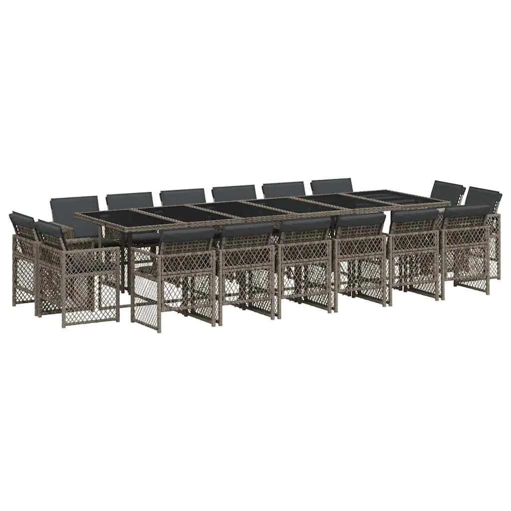 17-Piece Grey Rattan Outdoor Dining Set