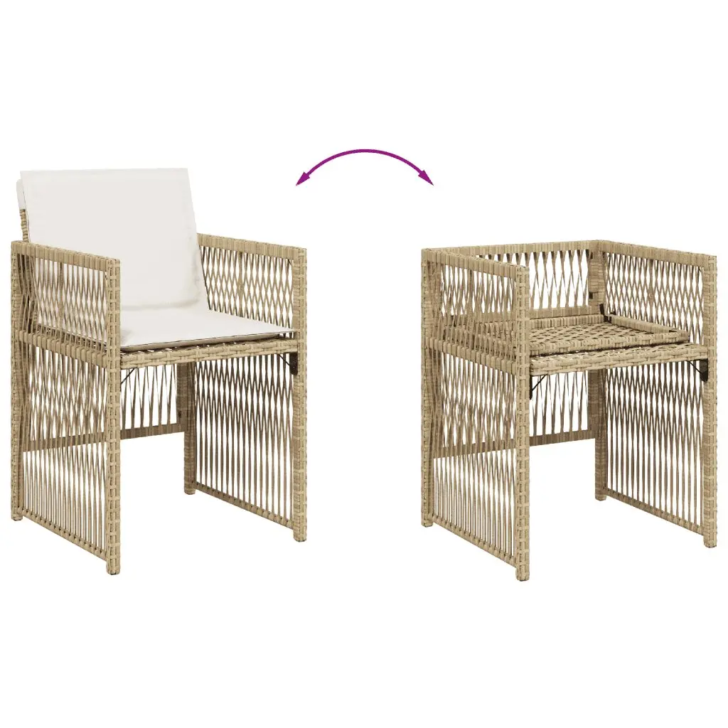 5 Piece Outdoor Dining Set for Garden Patio Beige Poly Rattan Chairs Table