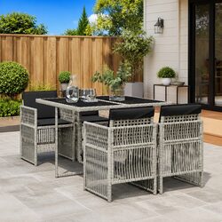 Garden Dining Set Specifications: 5 Pieces in Grey
