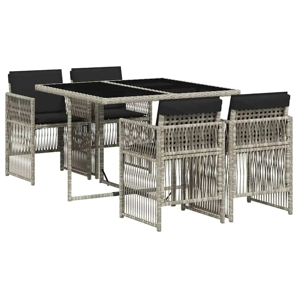 Garden Dining Set 5 Piece Outdoor Furniture Grey Poly Rattan Cushions Patio