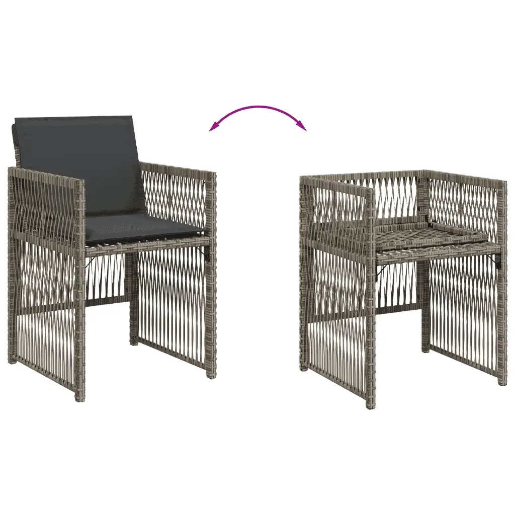 Garden Dining Set Outdoor 5 Piece Grey Poly Rattan Table Chairs with Cushions