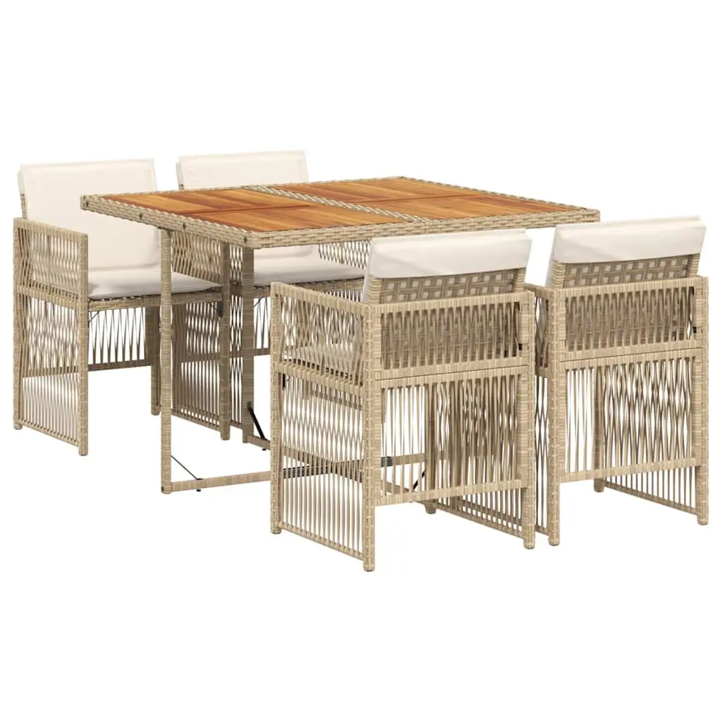 5 Piece Garden Dining Set with Cushions Outdoor Patio Furniture Beige