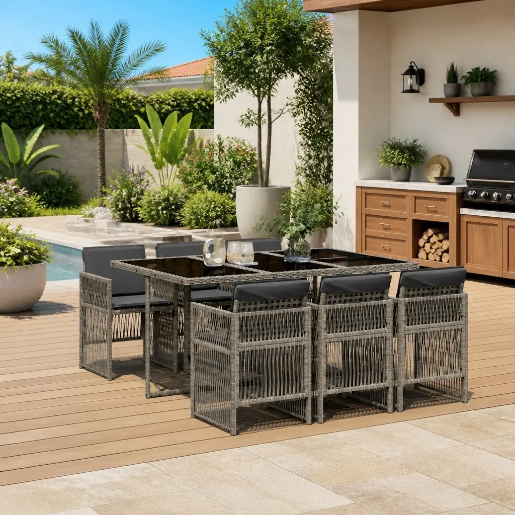 7 Piece Grey Outdoor Dining Set