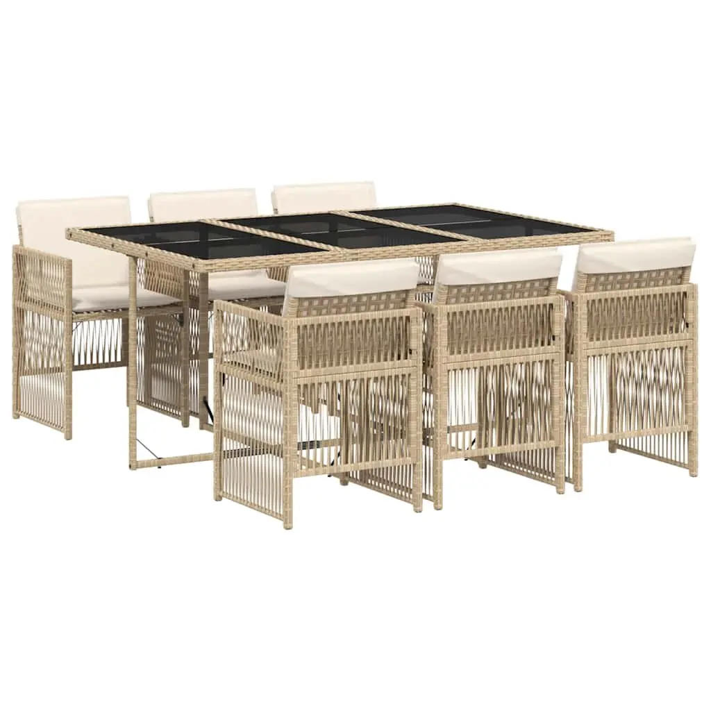 Garden Dining Set for Outdoor Use 7 Piece Beige