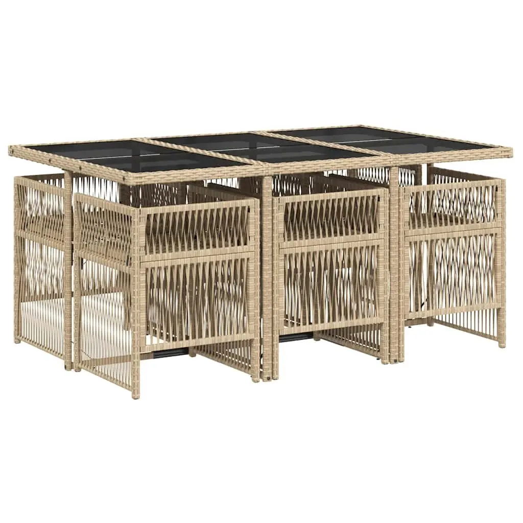 Garden Dining Set for Outdoor Use 7 Piece Beige