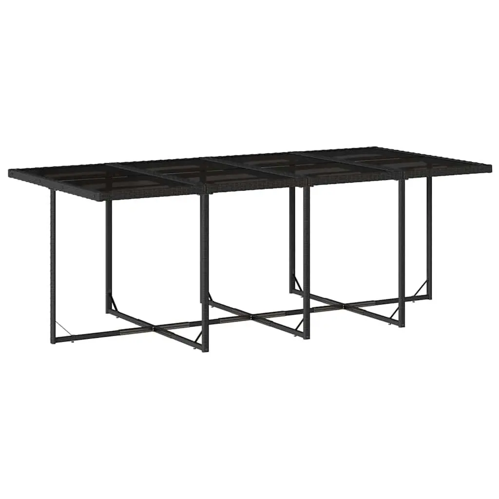 9 Piece Garden Dining Set Outdoor Patio Furniture with Cushions Black Poly