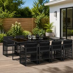 Specifications for 9-Piece Outdoor Dining Set in Black