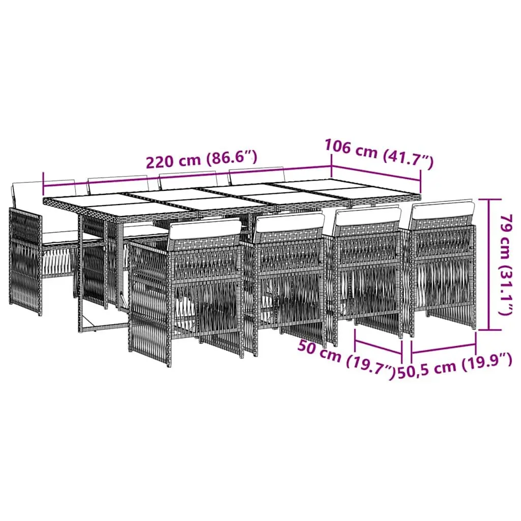 9 Piece Grey Garden Dining Set