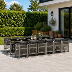 Specifications of 13 Piece Garden Dining Set Grey with Glass Top