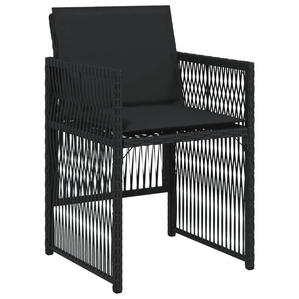 Garden Dining Set 9 Piece Outdoor Furniture for Patio and Garden Black Poly Rattan with Cushions