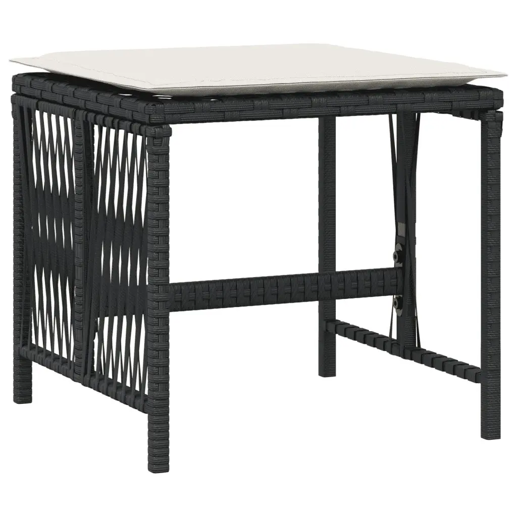 Outdoor Dining Set 11 Piece Black Poly Rattan Furniture with Table and Chairs for Patio Garden