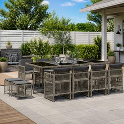 Complete 13 Piece Grey Outdoor Dining Set with Cushions