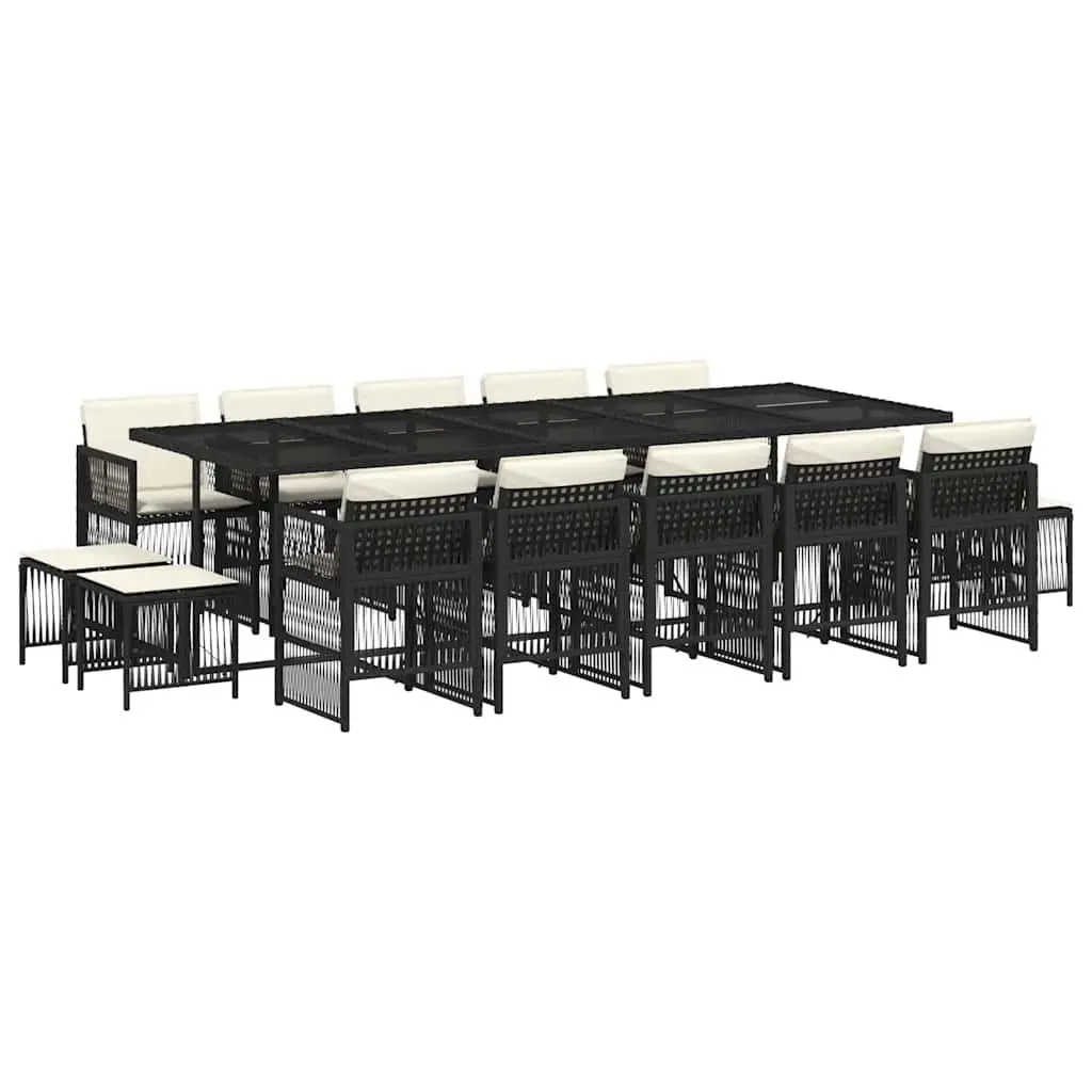 Garden Dining Set 15 Piece with Tempered Glass Table