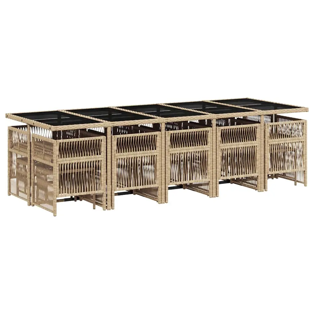 Garden Dining Set 15 Piece Outdoor Furniture for Patio and Garden with Poly Rattan Chairs Table and Cushions