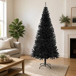 210cm Black PVC Christmas Tree with Steel Base