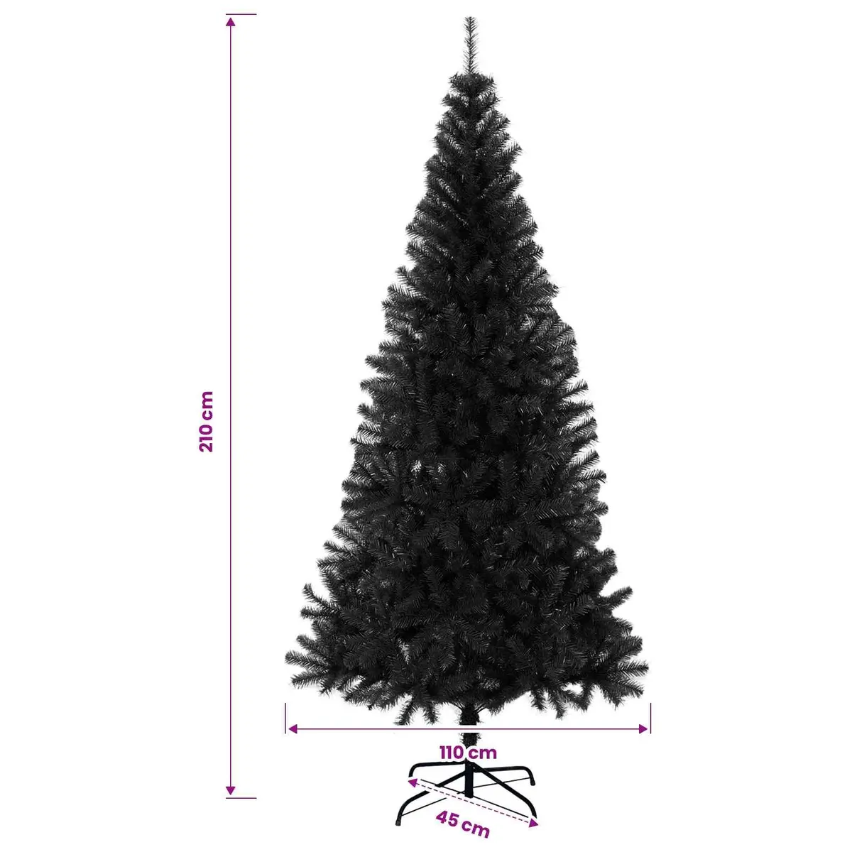 Artificial Christmas Tree Indoor Outdoor 210cm Black PVC