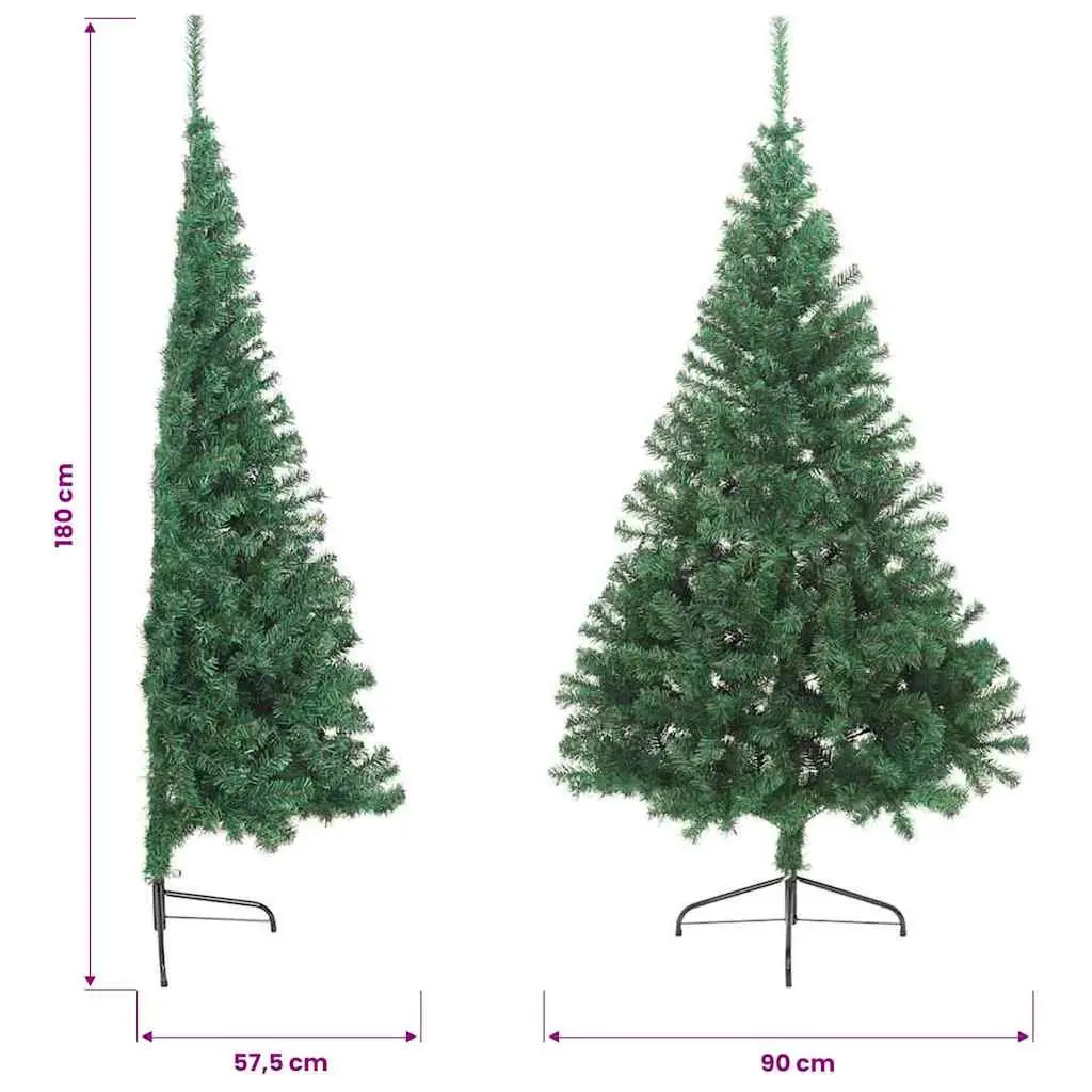 Half Christmas Tree Indoor Green 180cm Artificial PVC Seasonal Decoration