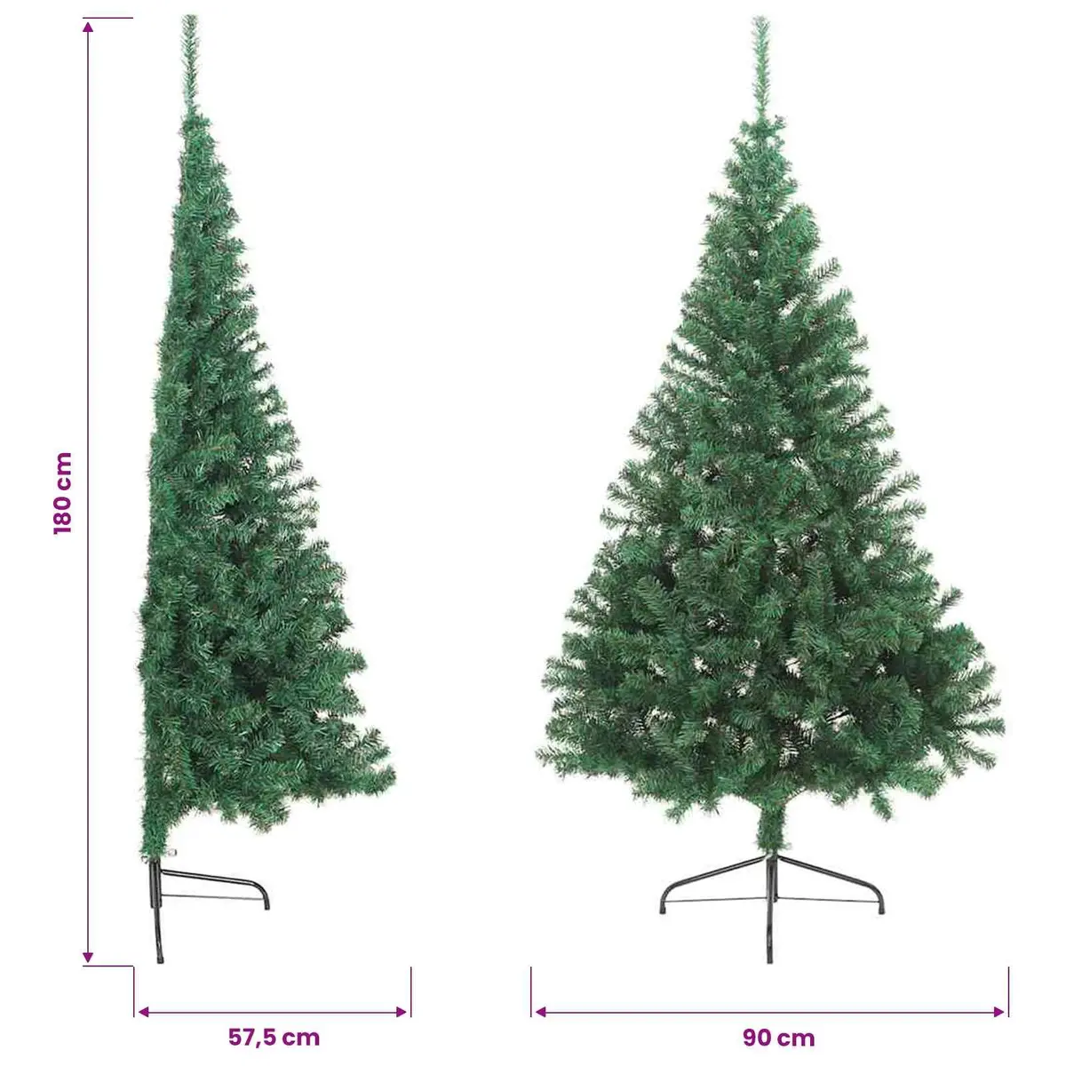 Half Christmas Tree Indoor Green 180cm Artificial PVC Seasonal Decoration