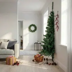 210 cm PVC Christmas Wall Tree with Steel Stand, Green
