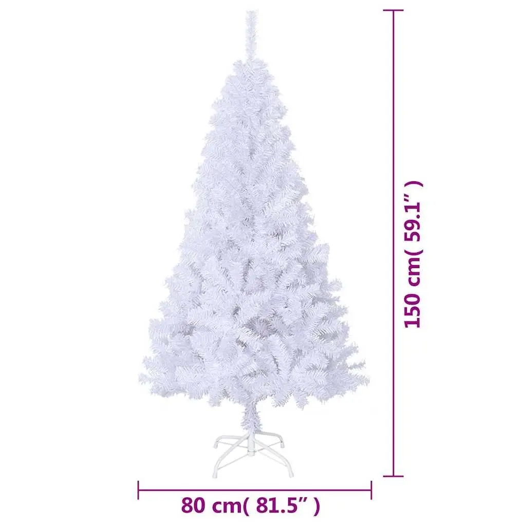 Artificial Christmas Tree Indoor Outdoor 150cm White PVC Thick Branches