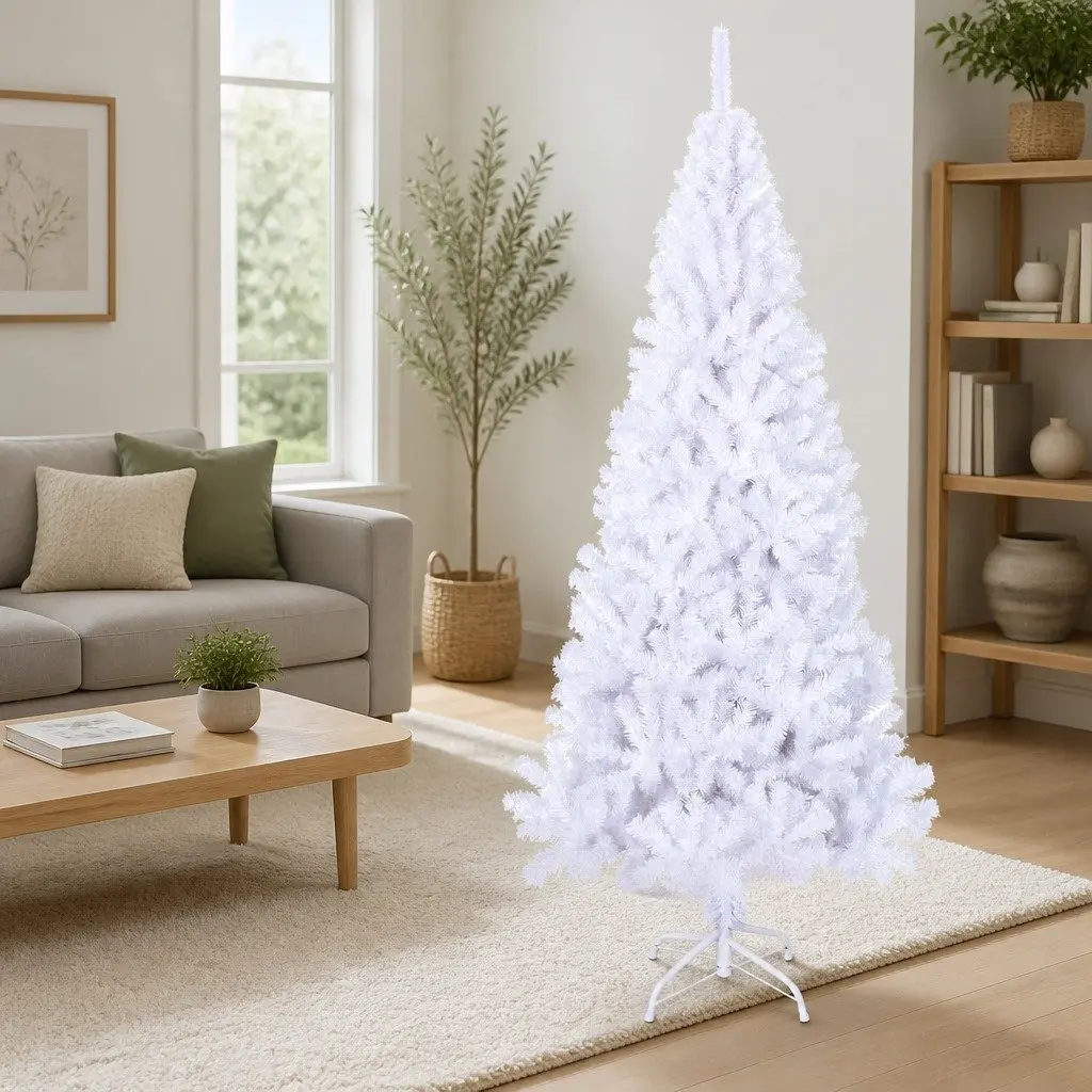 180cm White Artificial Christmas Tree with Metal Stand