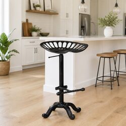 Black Adjustable Height Bar Stool with Footrest Details