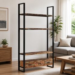 Dimensions: Solid Reclaimed Wood Bookshelf 118x30x200 cm