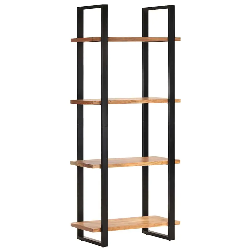 4-Tier Bookcase 80x40x180 cm Solid Acacia Wood Vintage Industrial Shelving Unit