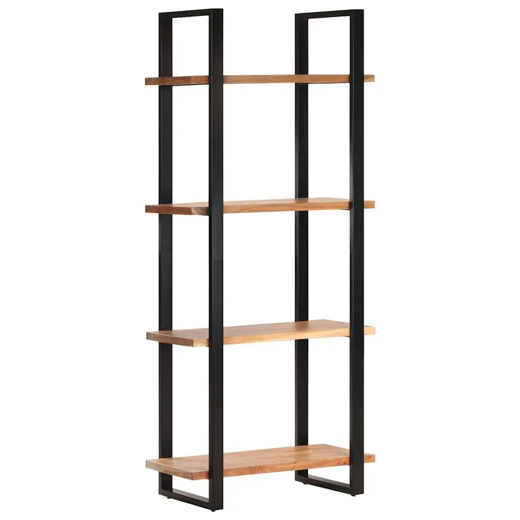 4-Tier Bookcase 80x40x180 cm Solid Acacia Wood Vintage Industrial Shelving Unit