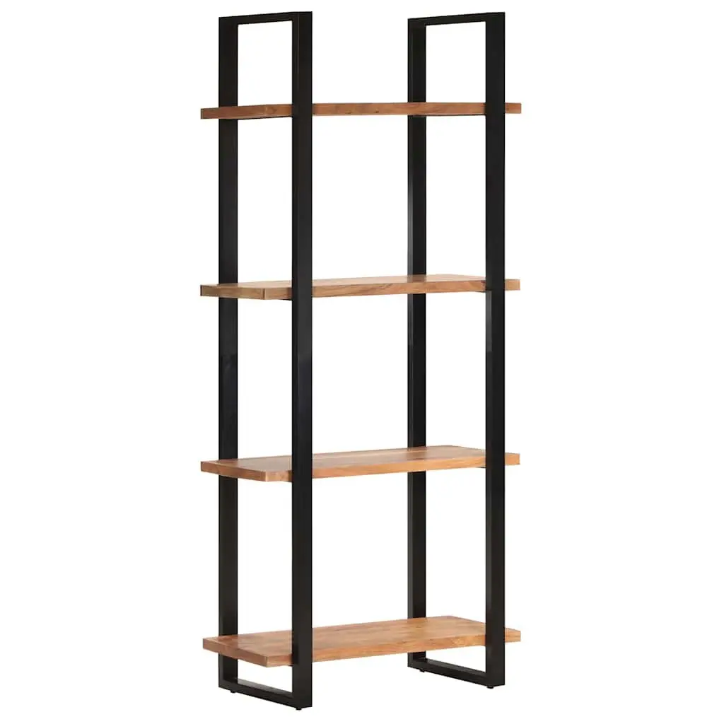 4-Tier Bookcase 80x40x180 cm Solid Acacia Wood Vintage Industrial Shelving Unit